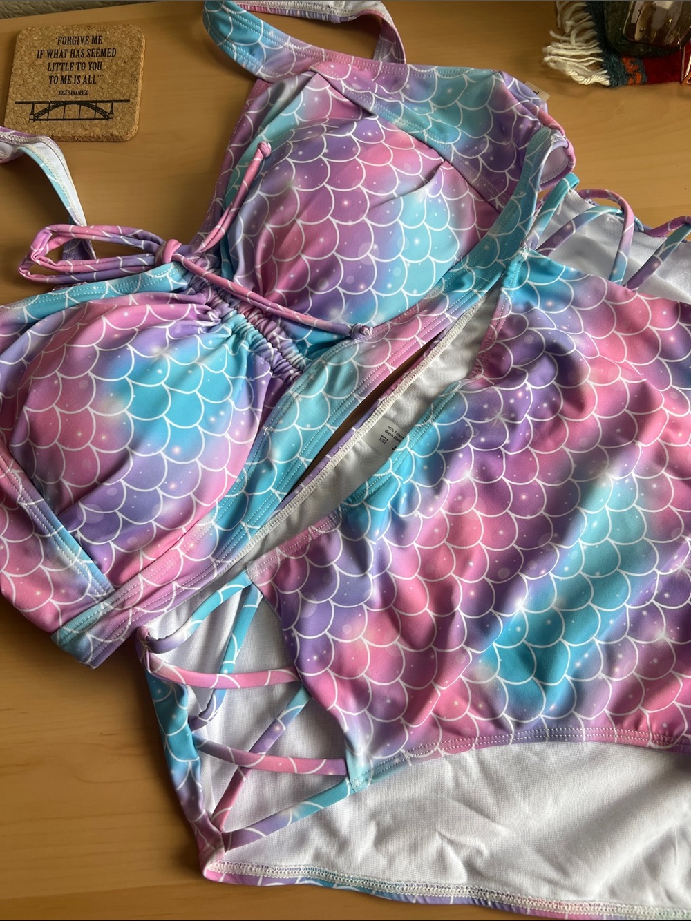 Women’s Mermaid Scale Bikini Set - Pink, Purple & Blue